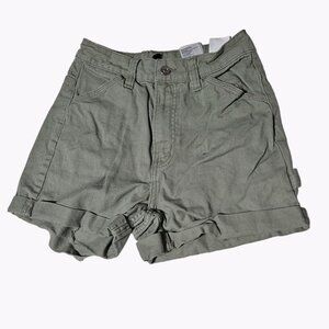 H&M Divided Jean Shorts Womens Size 2 High Waist Green Denim Cuffed